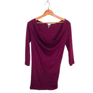 Splendid Maroon 3/4 Sleeve Scoop-Neck
